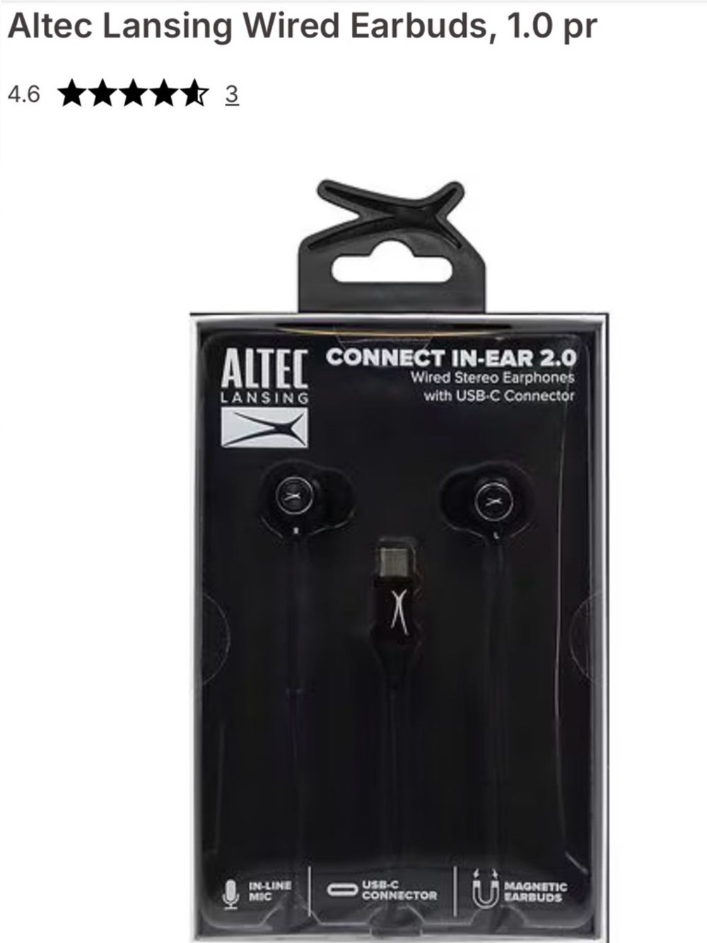 *new* Altec Lansing Connect In-Ear 2.0 Wired Earbuds - Black